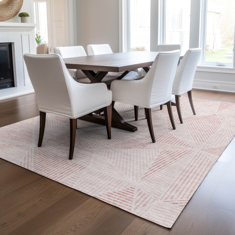 Machine Washable Indoor/ Outdoor Chantille Geometric Mosaic Rug - Blush - 2'6" x 3'10"
