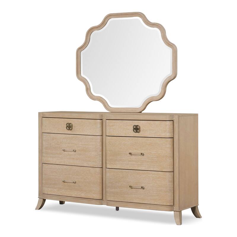 Furniture of America Kian Modern 6-Piece Natural Oak Solid Wood Panel Bedroom Set
