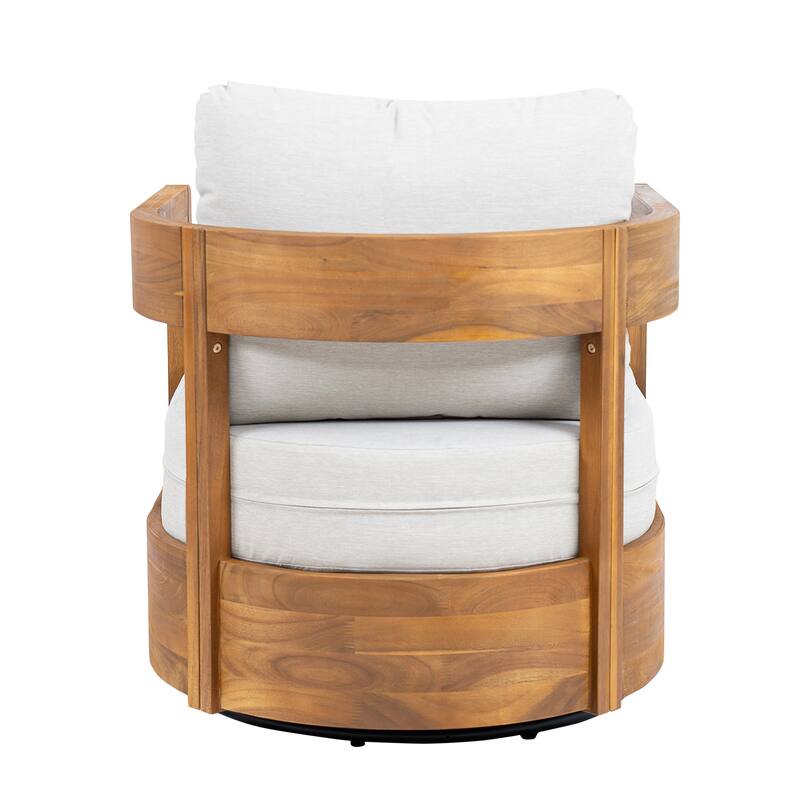 Roomfitters Telluride Outdoor Acacia Wood Swivel Club Chair with Cushions - Single Unit