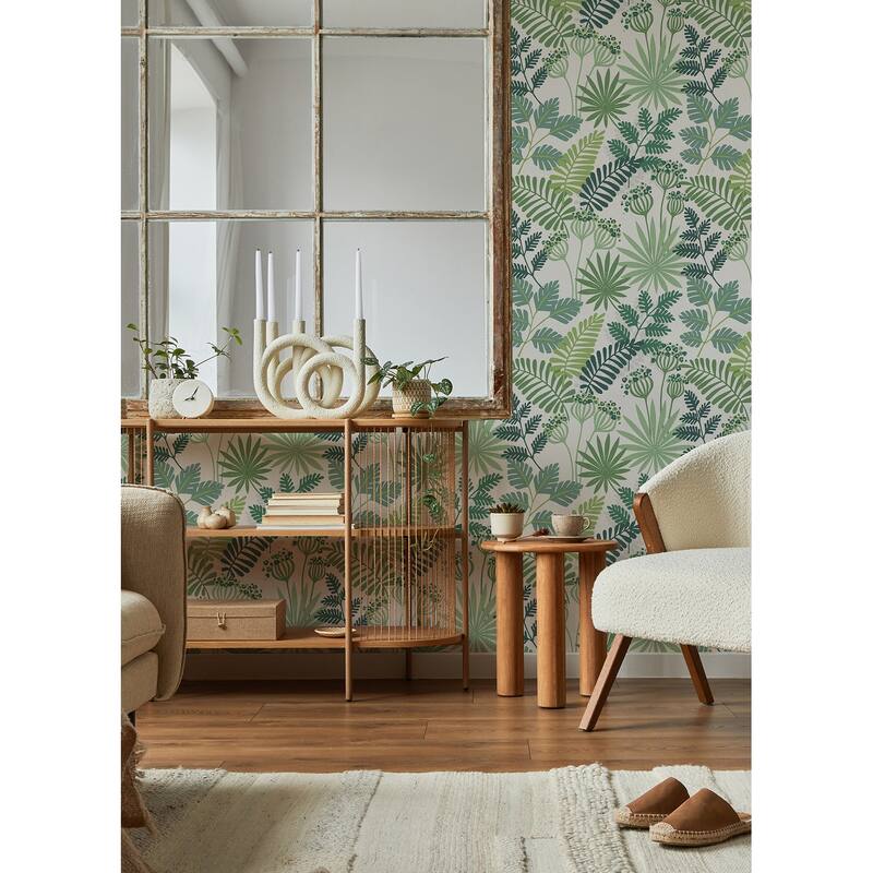 A-Street Prints Praslin Green Botanical Wallpaper