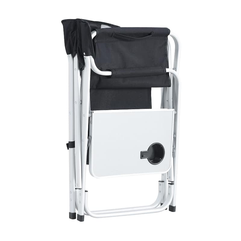 Padded Folding Outdoor Chairs with Side Table (Set of 2)