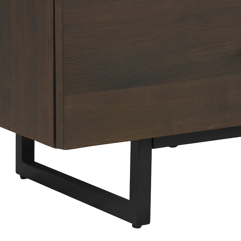 Marquis 6 Drawer Oak Wood Dresser with Black Metal Legs