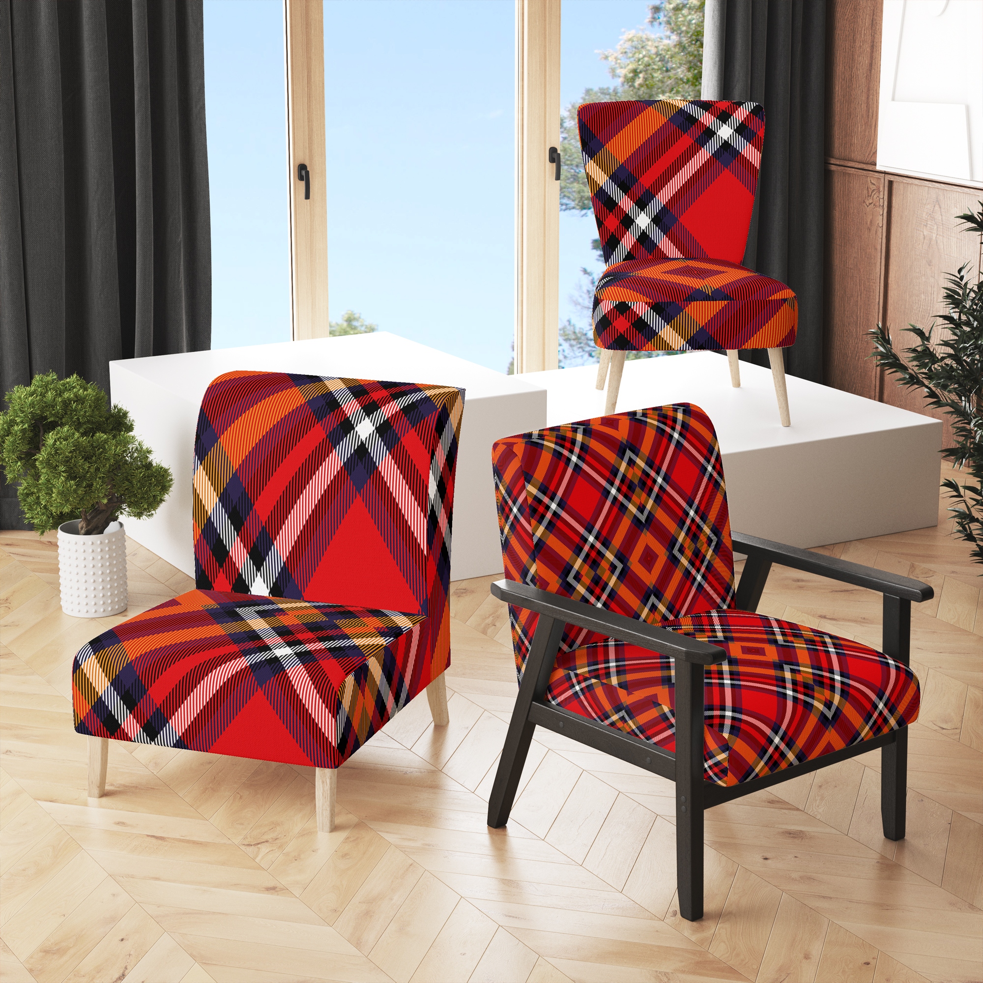Plaid hot sale club chairs