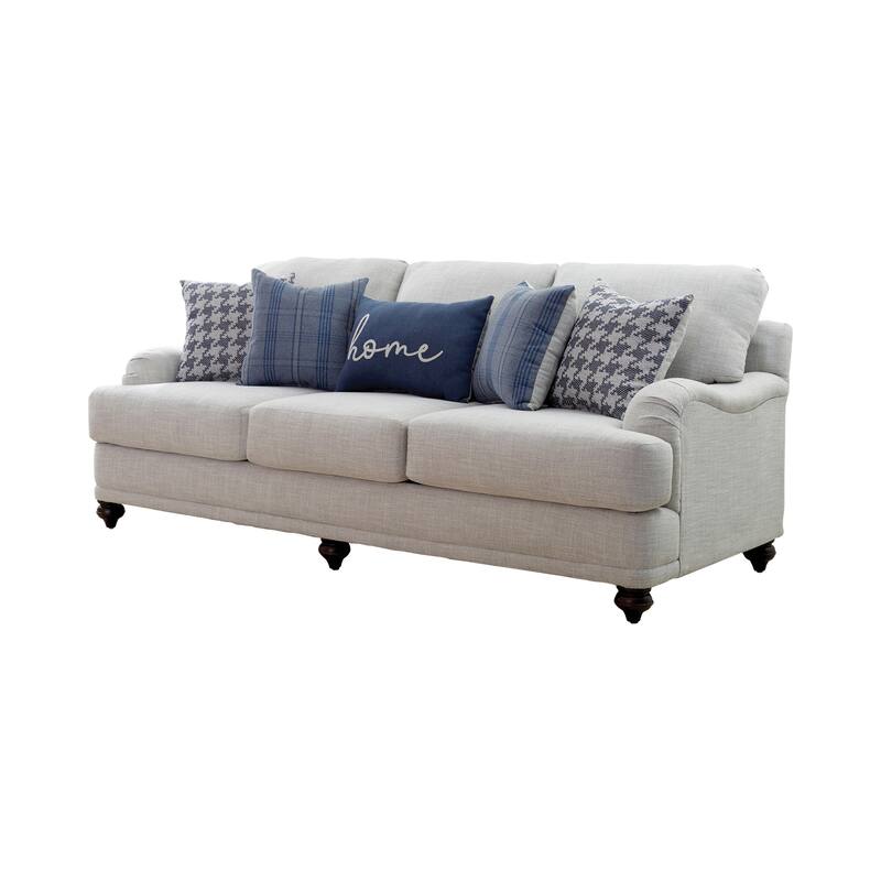 Danforth Light Grey and Blue 3-piece Recessed Arm Living Room Set