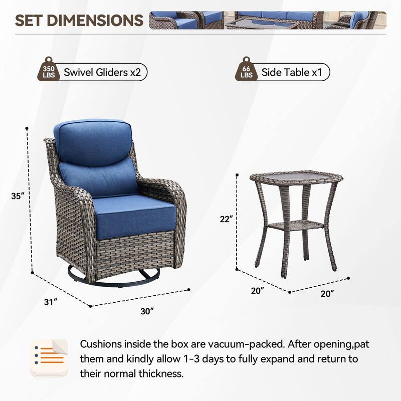 Outdoor Swivel Glider Rattan Chair Set
