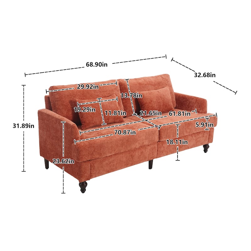 Modern chenille Fabric Loveseat, 2-Seat Upholstered Loveseat Sofa Modern Couch