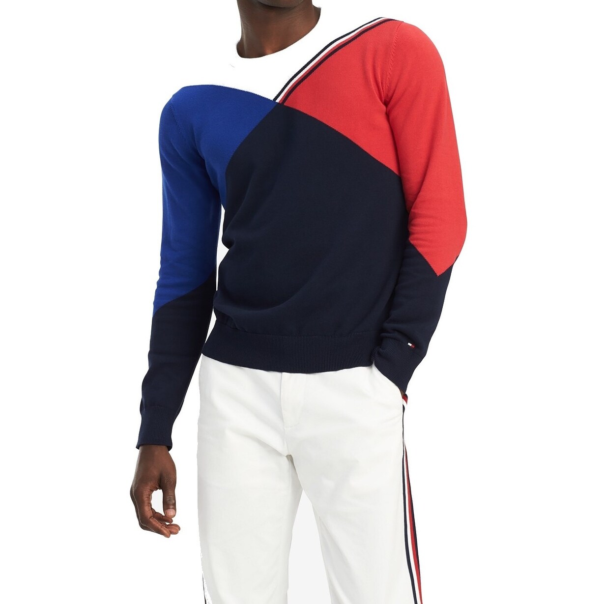 tommy hilfiger red and blue sweater