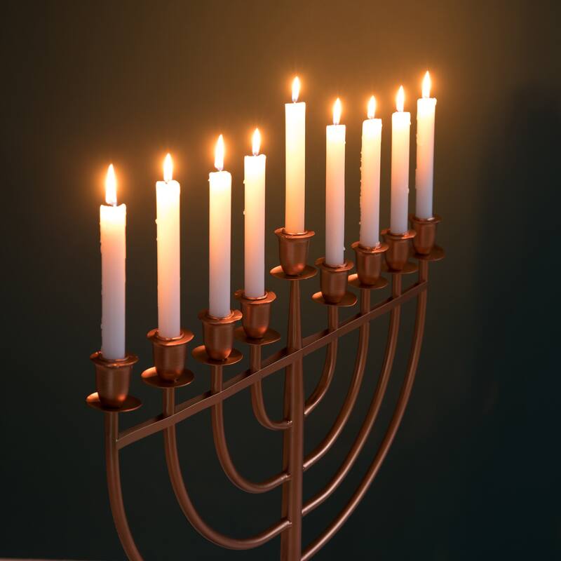 Modern Solid Metal Judaica Hanukkah Menorah 9 Branched Candelabra