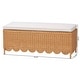 preview thumbnail 9 of 7, Teresa Bohemian Light Honey Scalloped Rattan Ottoman Bench