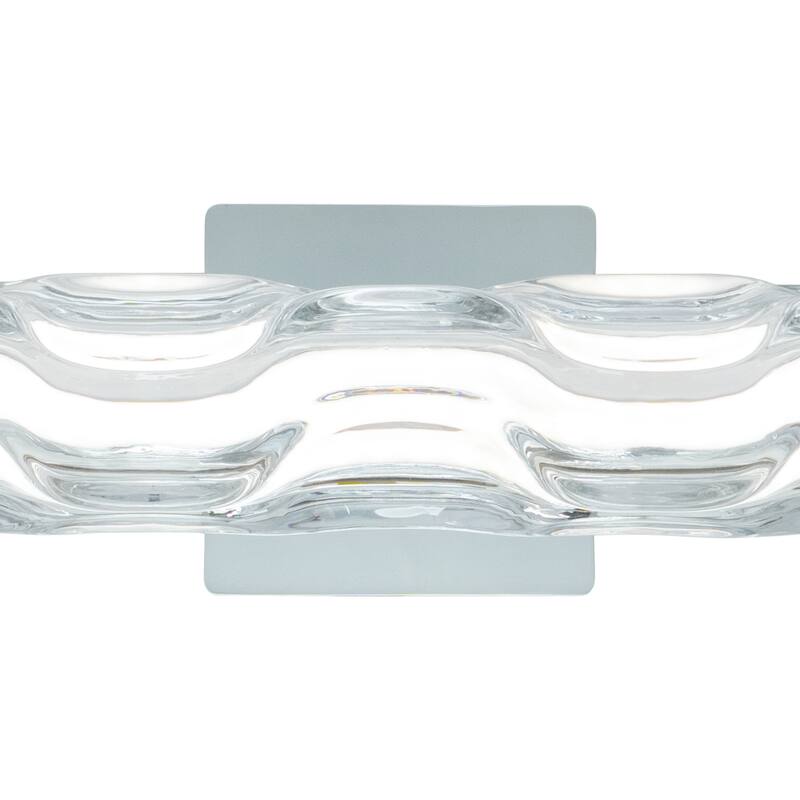 Marseille 1-Light Bathroom Vanity Lighting Fixture, Clear Wave Glass Shade, Dimmable, Integrated LED, Wall Mounted Sconce