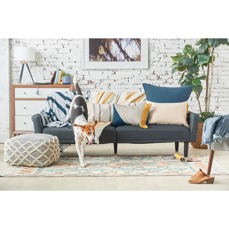14" x 22" Rory Modern Geometric Gray Cotton Blend Decor Throw Pillow