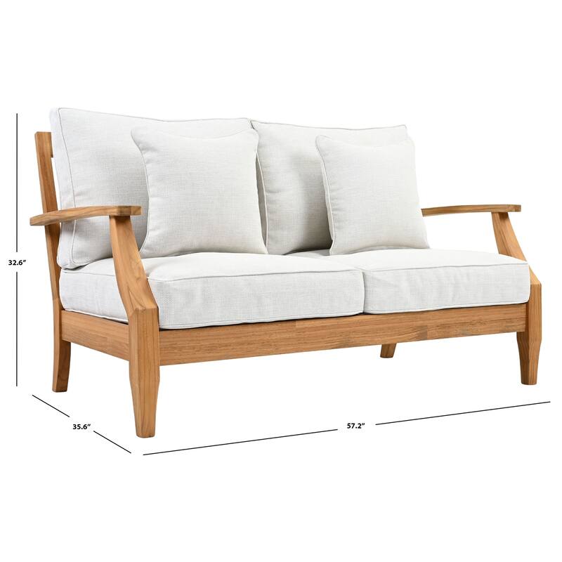 SAFAVIEH Couture Martinique Wood Patio Loveseat - 56"W x 35"D x 32"H