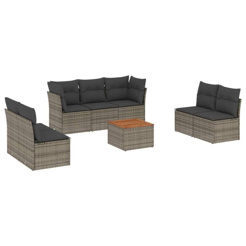 vidaXL Patio Sofa Set with Cushions Outdoor Furniture 8 Piece Poly Rattan