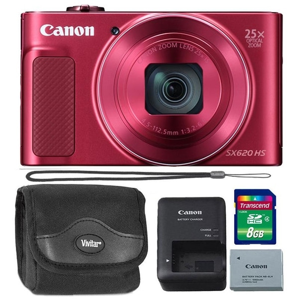 Canon PowerShot SX620 20.2MP HS Digital Camera Red 8GB Kit