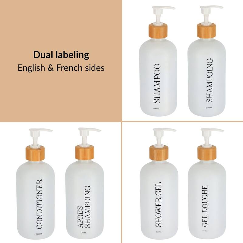 Set of 3 Refillable Shower Dispensers 17 fl oz (500ml) - 3 L x 3 W x 8.5 H