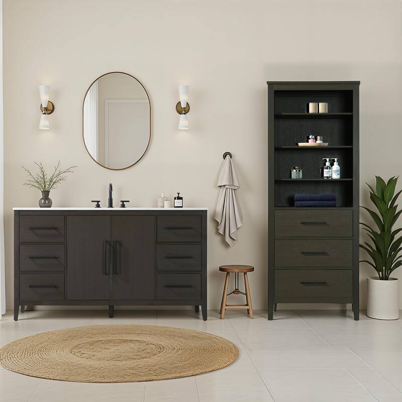 Laura 16-28 Inch Open Shelving Bath Storage Cabinet