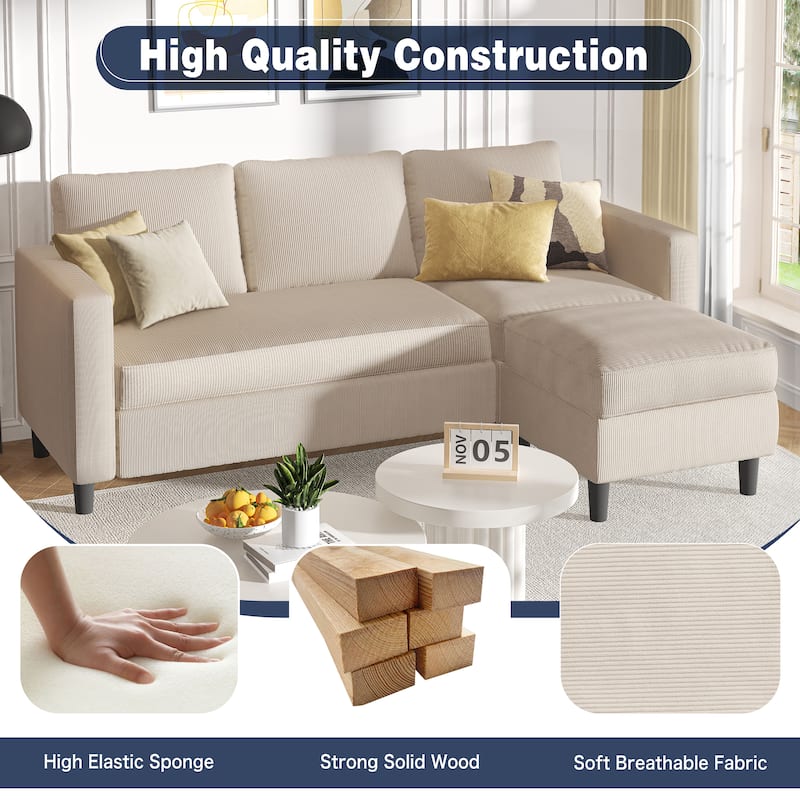 Futzca 74" Convertible Sectional Sofa Couch, Small L-Shaped Sofa