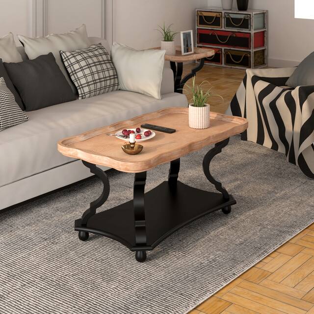 COZAYH Rustic Farmhouse Cottagecore Coffee Table On Sale Overstock