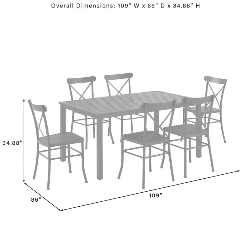 Crosley Astrid 7Pc Outdoor Metal Dining Set - 86"x109"x34.88"