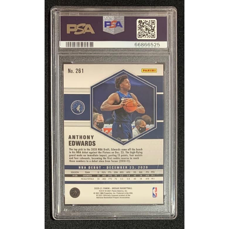 Anthony Edwards 2020 Panini Mosaic Basketball Rookie Card #261 Graded PSA 10 - 8'6" x 11'6"