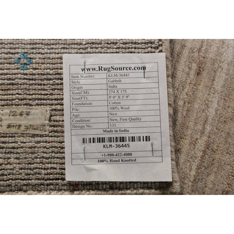 Tribal Gabbeh Oriental Area Rug Hand-Knotted Wool Carpet - 5'9"x 9'0"