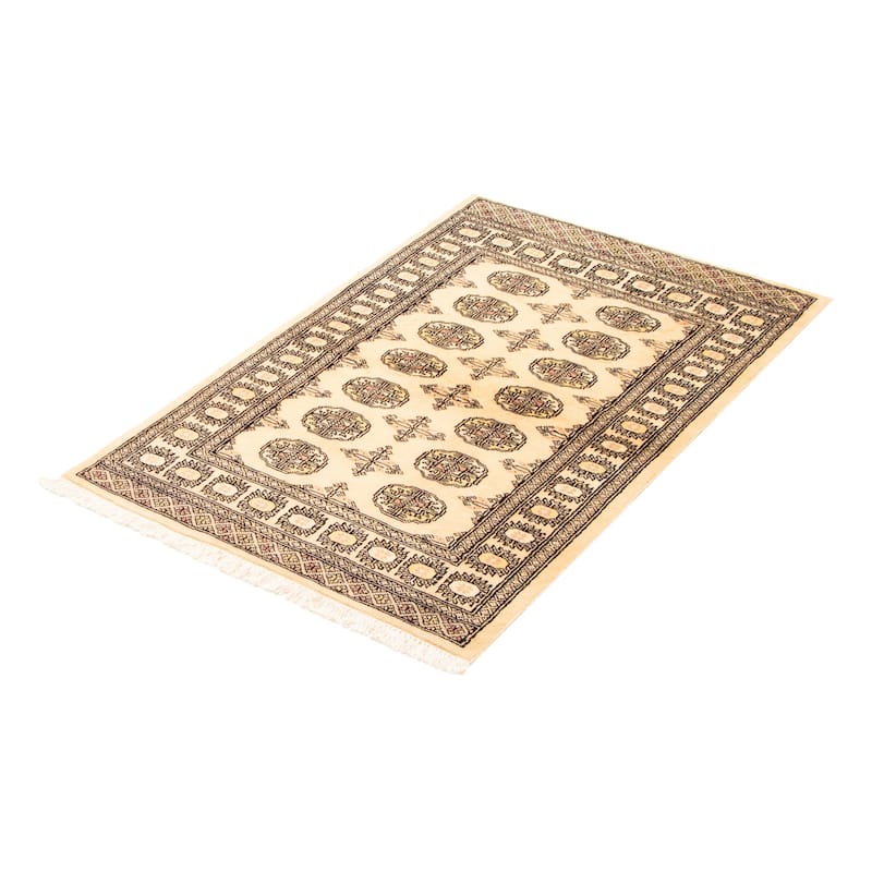 ECARPETGALLERY Hand-knotted Peshawar Bokhara Beige Wool Rug - 3'2 x 5'0