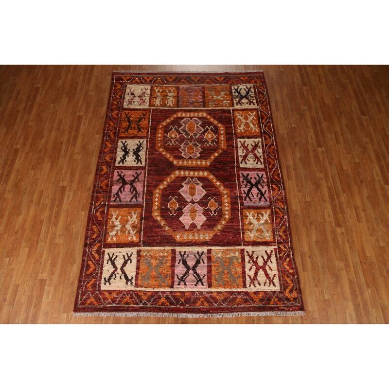 Tribal Geometric Moroccan Oriental Area Rug Hand-knotted Wool Carpet - 6'9" x 10'0"