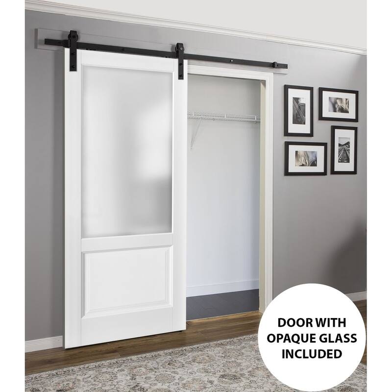 Sliding Barn Door Hardware / Lucia 22 White Frosted Opaque Glass
