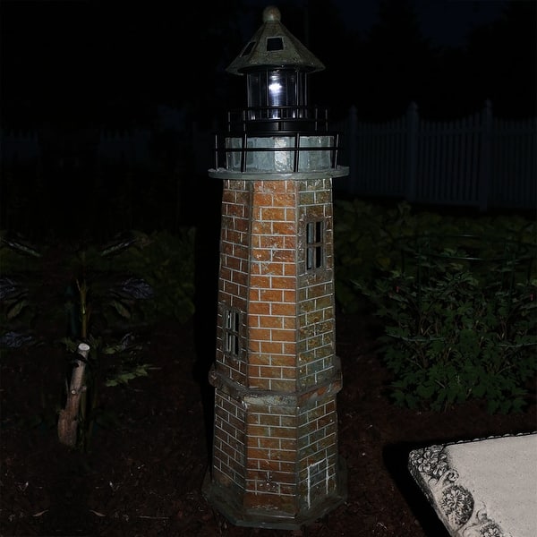 Shop Sunnydaze Outdoor Patio Or Garden Solar Led Lighthouse Statue