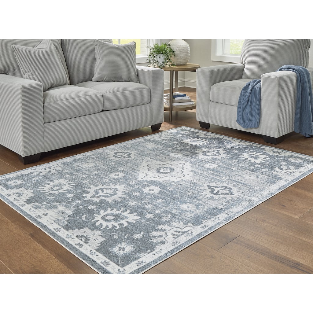 Signature Design by Ashley Avanworths Blue/Gray Washable Area Rug