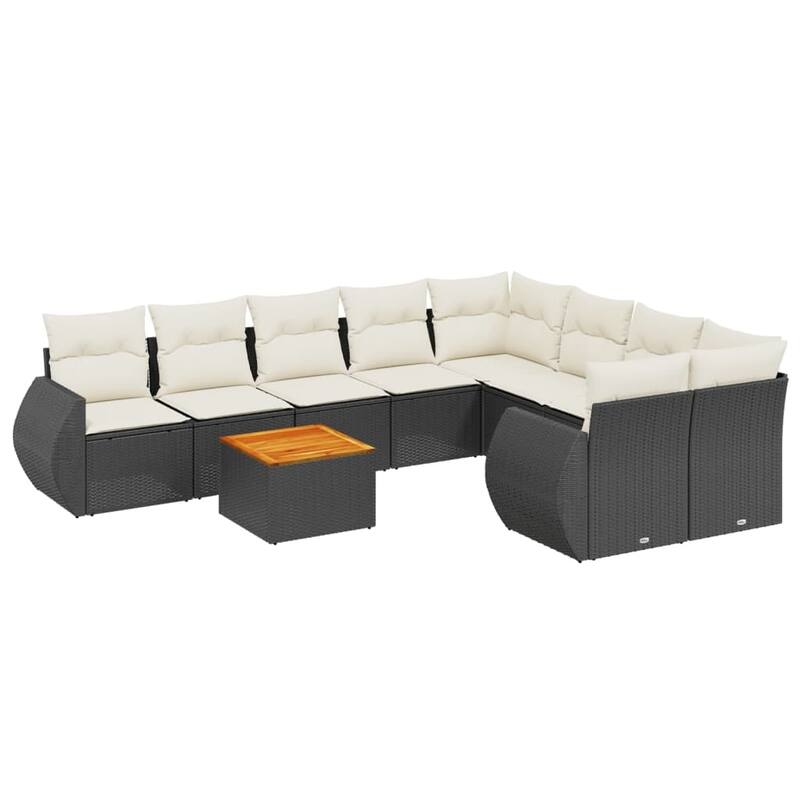 vidaXL Garden Sofa Set Black, Cream White - 24.4 x 27.6 x 27.2