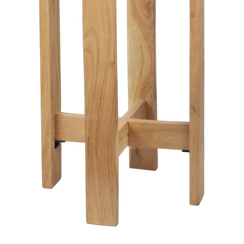 Elena 24″ Minimalist Structured Wood Drink & End Table, White Marble Round Top, By JONATHAN Y