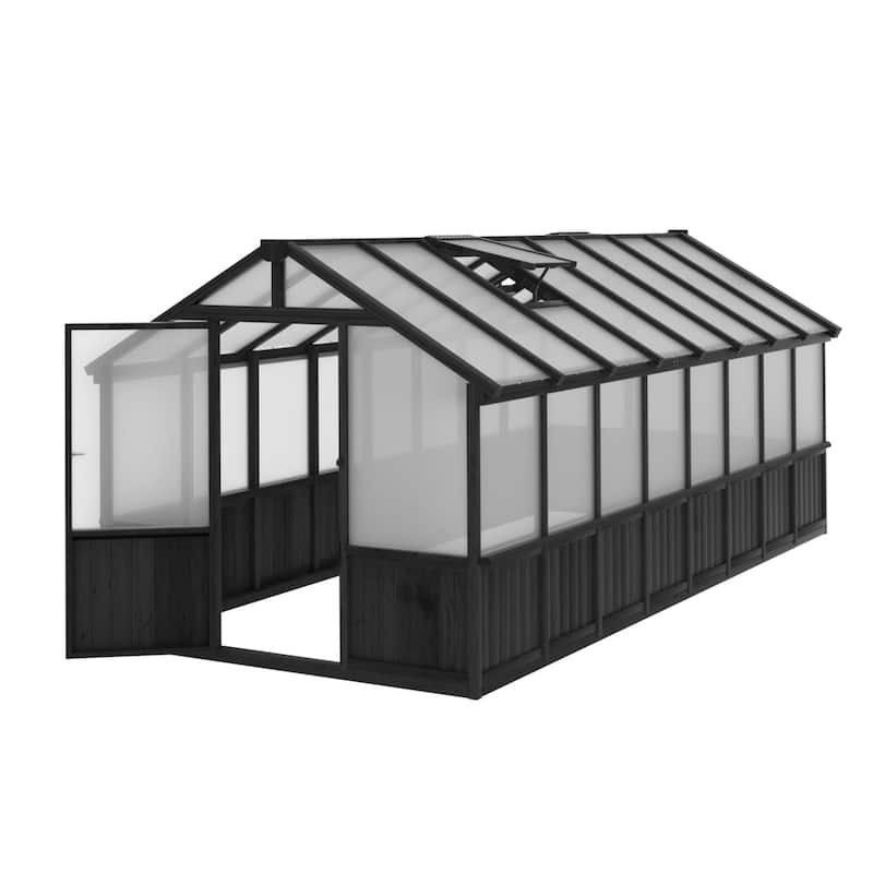 VEIKOUS Walk-in Wooden Greenhouse for Outside, Garden and Backyard, Black Greenhouse
