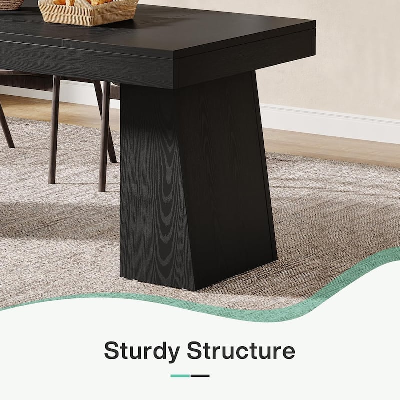 55-Inch Dining Table for 4-6, Rectangular Dining Room Table with Sturdy Legs
