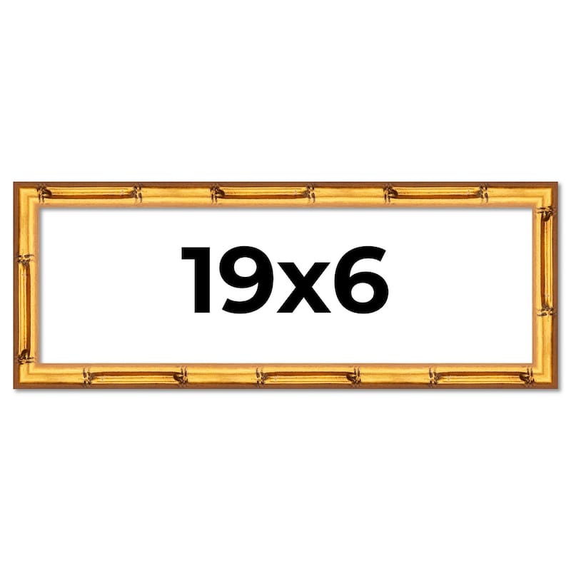 19x6 Frame Gold Bamboo Solid Wood Picture Frame | 1 Inch Moulding