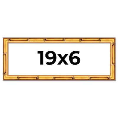 19x6 Frame Gold Bamboo Solid Wood Picture Frame | 1 Inch Moulding