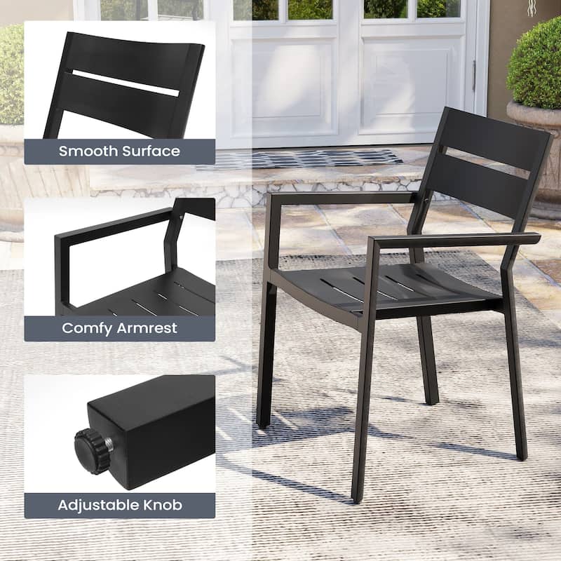 Outdoor Patio Dining Chairs Set Aluminum Stackable Armchair - N/A