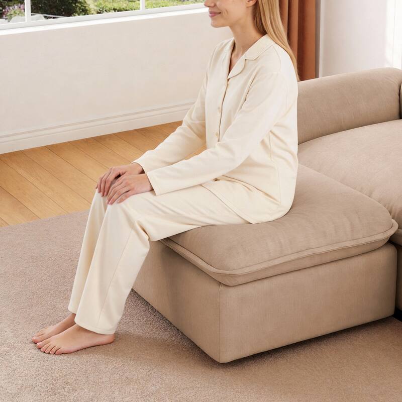 102" L-Shaped Chenille Sectional Sofa with Movable Ottoman