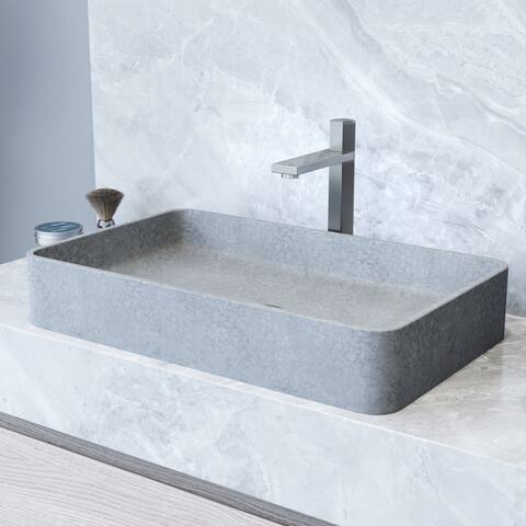 VIGO Concreto Stone Rectangular Bathroom Vessel Sink