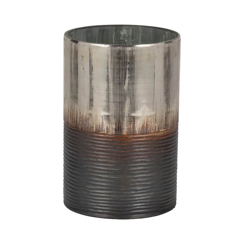Sagebrook Home Glass Vases Modern Decorative Ribbed Cylinder Vase in High-Quality Glass