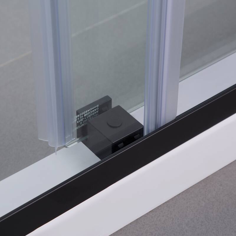Spezia 60" W x 76" H Double Sliding Frameless Shower Door in Matt Black - W 60" x H 76"