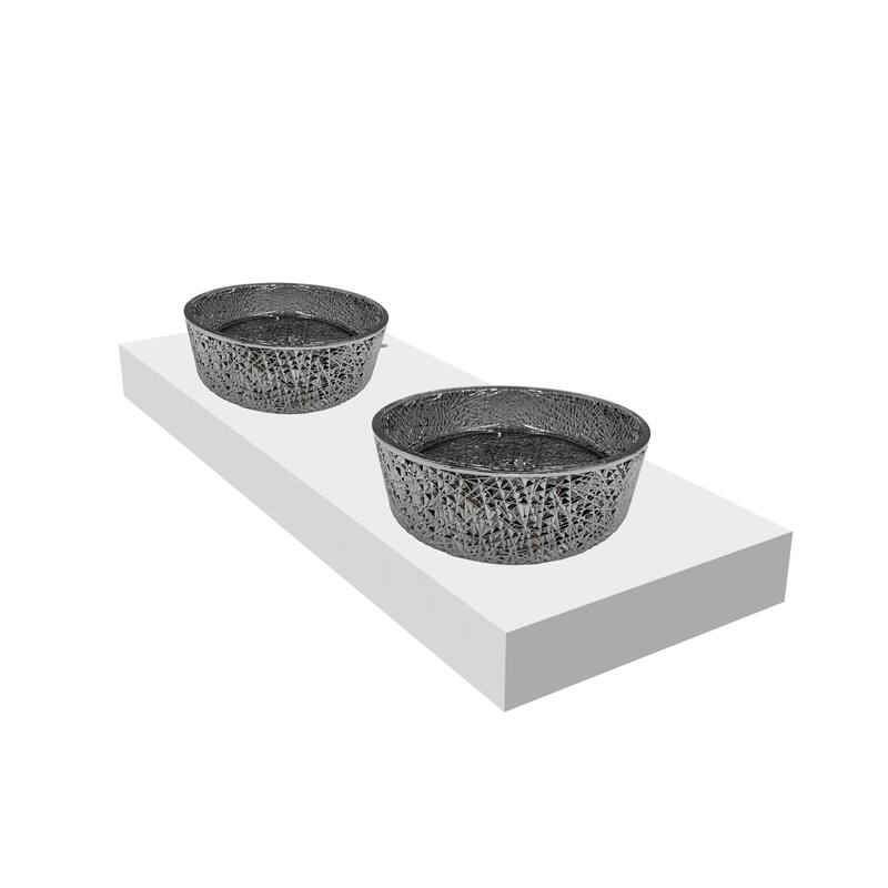 Stadium 16" & 14" Round Decorative Crystal Vessel Sinks With White Base