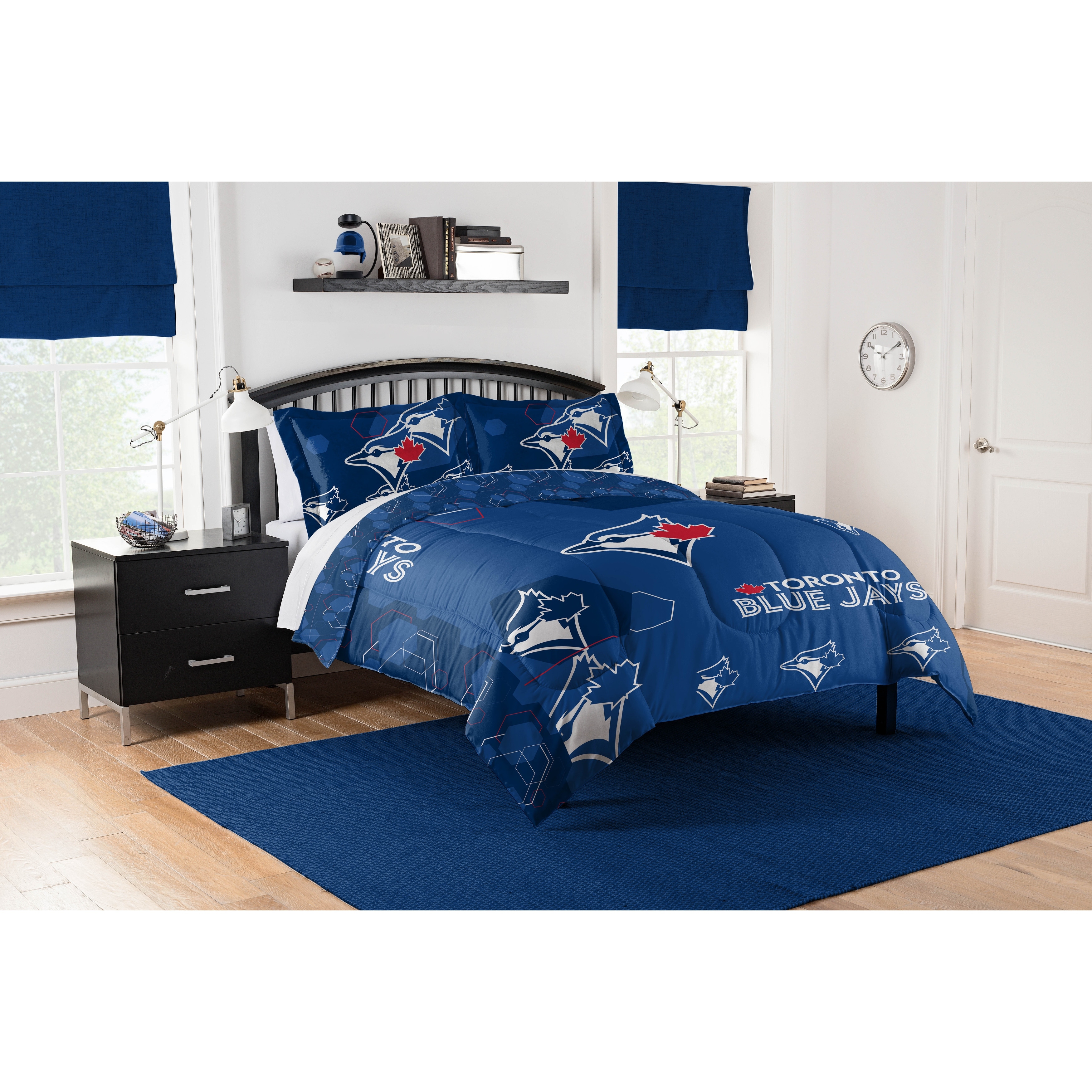 MLB 849 Blue Jays Hexagon F Q Comforter Set