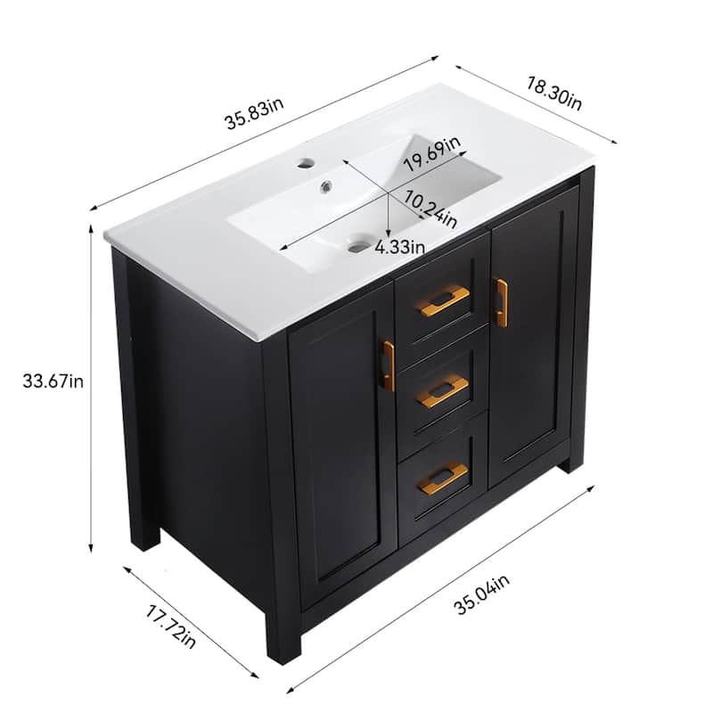 36" Bathroom Vanity with Single Sink, Combo Cabinet Undermount Sink, Bathroom Storage Cabinet with 2 Doors and 2 Drawer