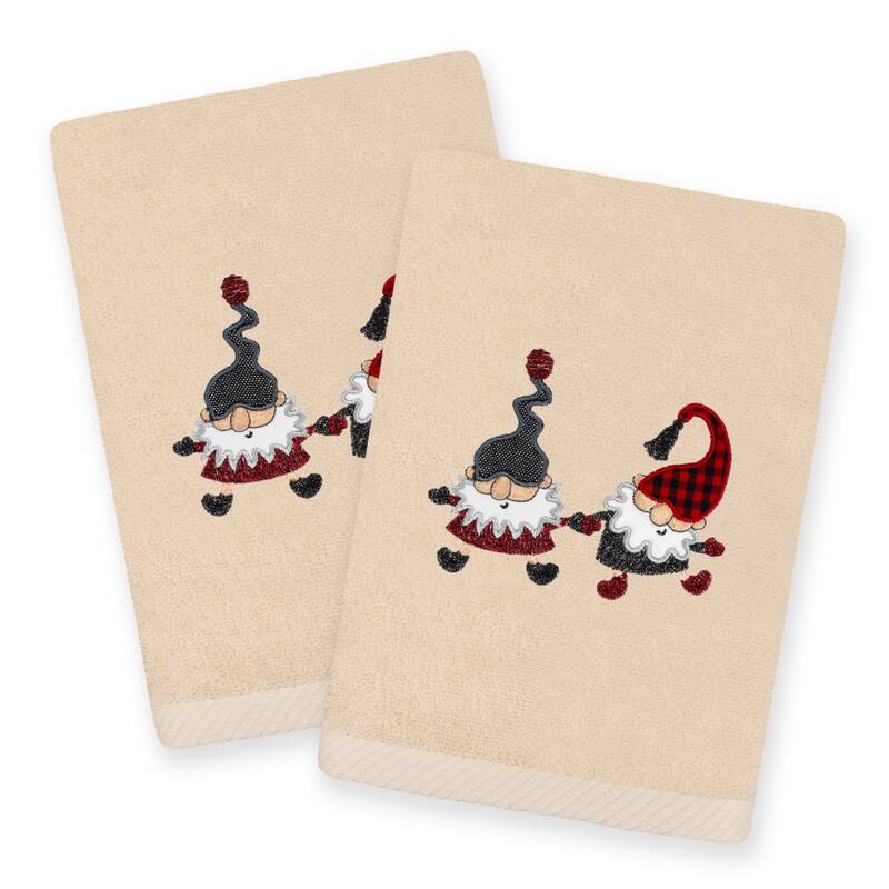 Authentic Hotel and Spa Christmas Gnomes 2 PC Hand Towel Set - Sand