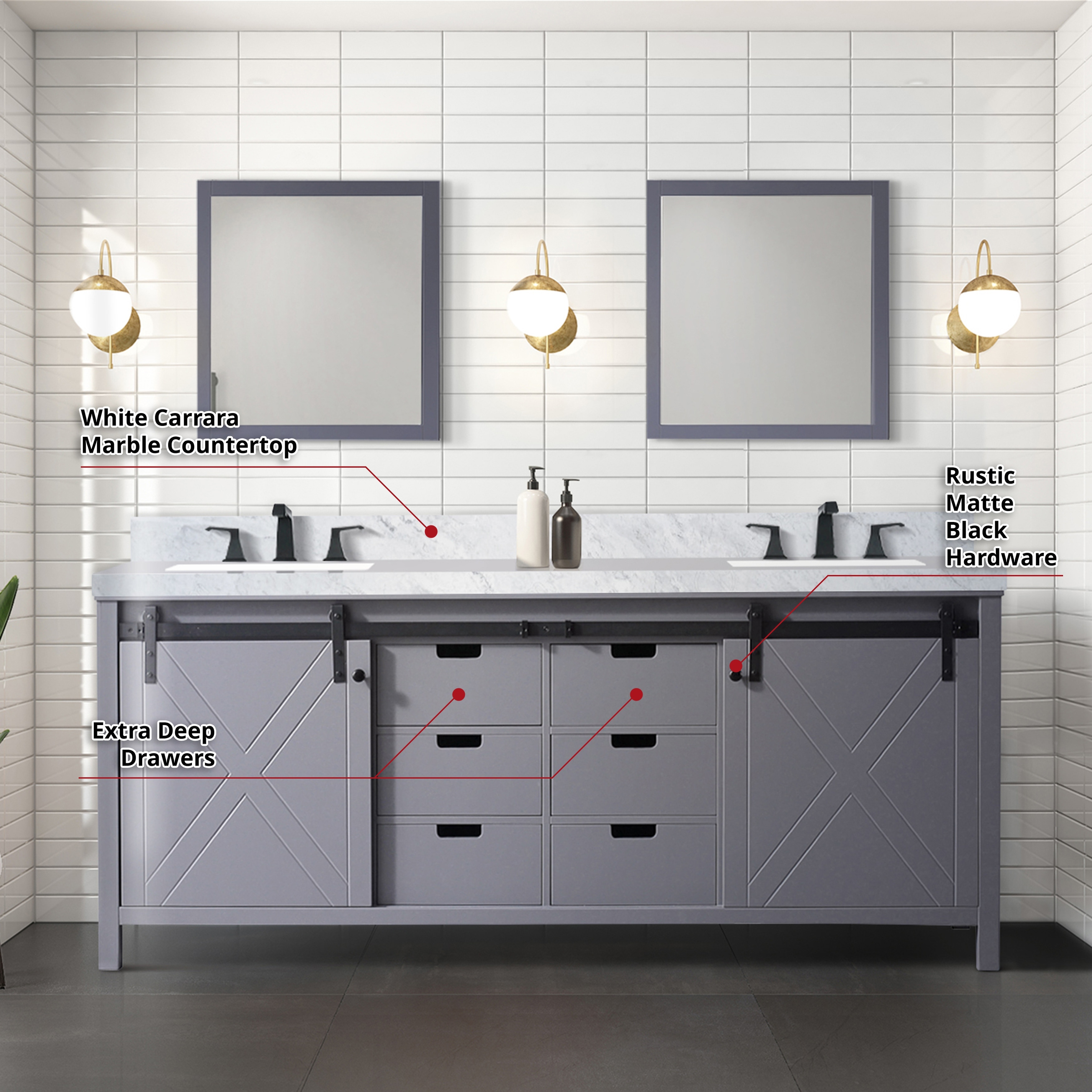 Marsyas 80 in W x 22 in D Ash Grey Double Bath Vanity - Overstock