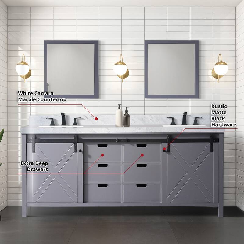 Marsyas Bath Vanity and Carrara Marble Countertop