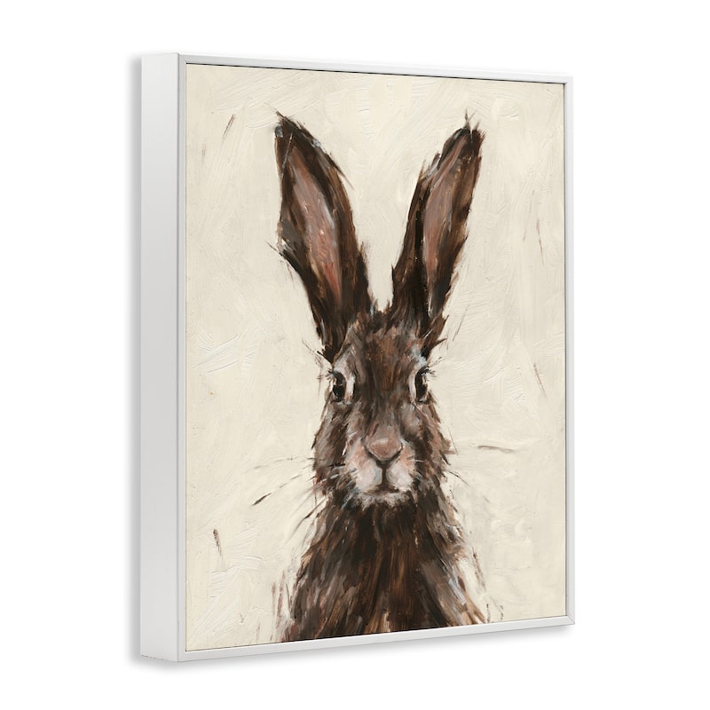 Stupell Brown European Rabbit Hare Portrait Painting Framed Giclee Texturized Art by Ethan Harper