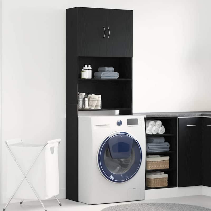 vidaXL Washing Machine Cabinet Black Oak 25.2x9.4x74.8" Engineered Wood