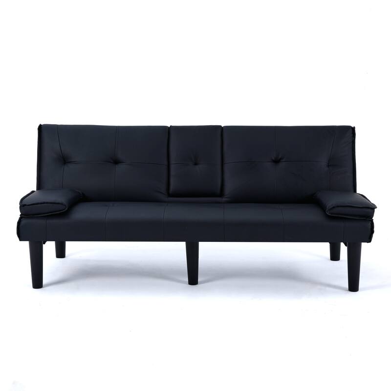 The 67-Inch Pvc Multi-Functional Sofa Bed,With A Foldable And Cup Holder Design